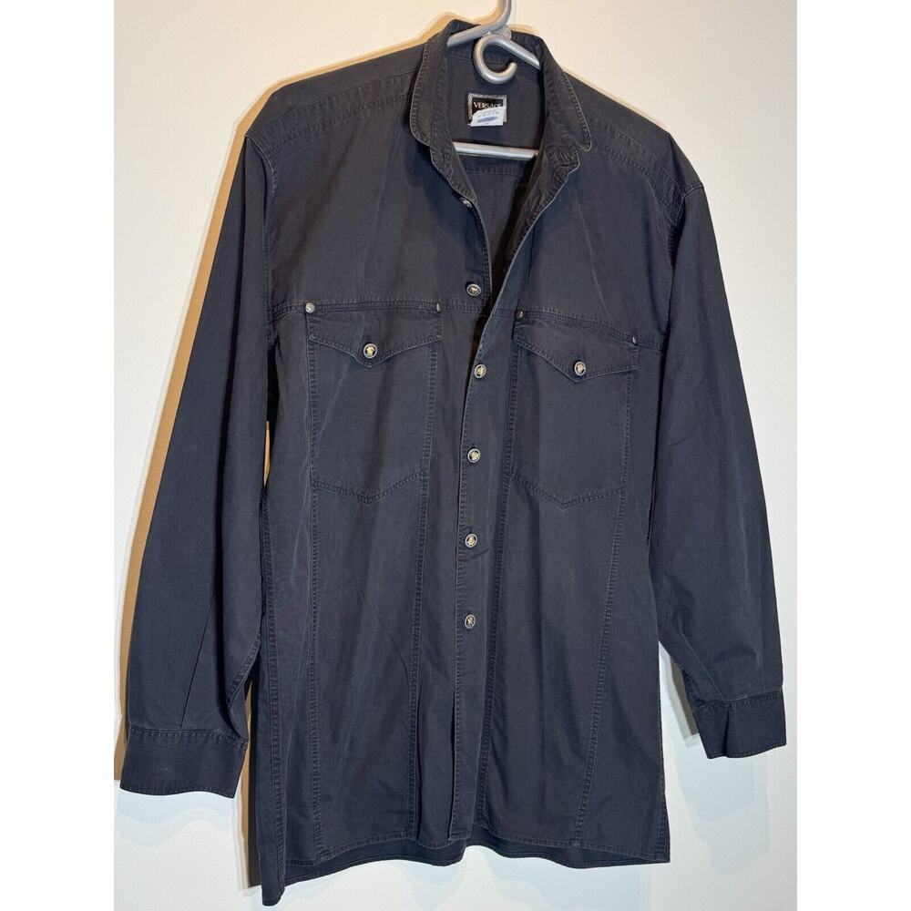 VERSACE JEANS COUTURE Mandarin Band Collar Size M Medusa Shirt İTTİERRE İTALY